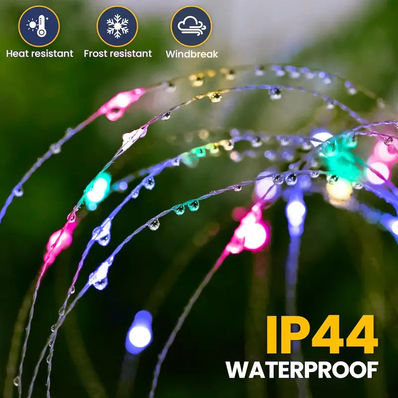 Solar Garden Dandelion Lights with Firework Effect - Waterproof Outdoor LED Stake Lighting