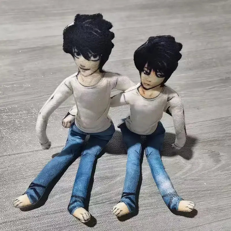 Anime Death Note L & Light Yagami Plush Dolls - Flexible Room Decor Halloween Prop