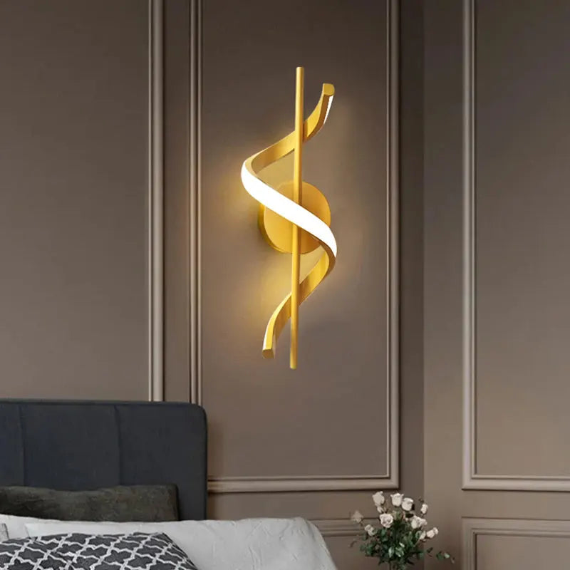 Minimalist LED Wall Lamp for Bedroom Living Room Corridor - Black White Gold