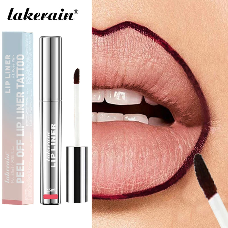 Long-Lasting Waterproof Lip Liner & Lip Stain Set - Matte Peel Off, 4 Colors