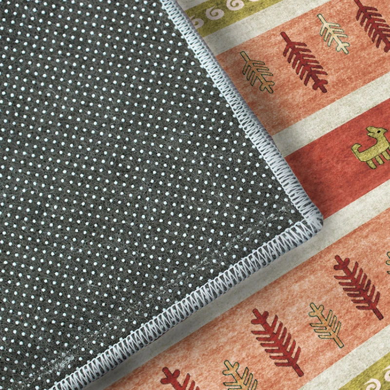 Washable Bedroom Rug with Non-Slip Floor Mat - Soft Ethnic Lounge Carpet for Living Room