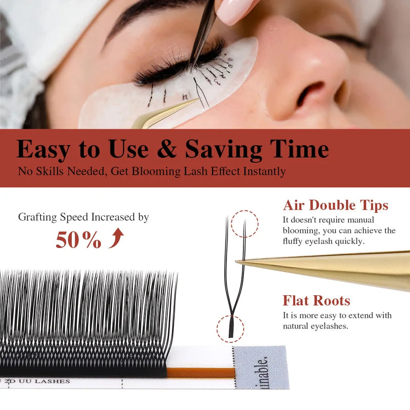 False Eyelash Extensions U Shape 2D 3D Cross Volume Mesh Mesh Net for Makeup