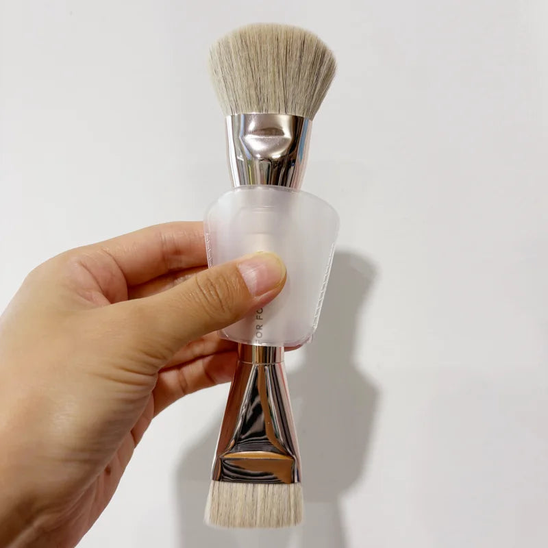 Dual Ended Foundation Brush - Flat & Dome Makeup Blending Tools