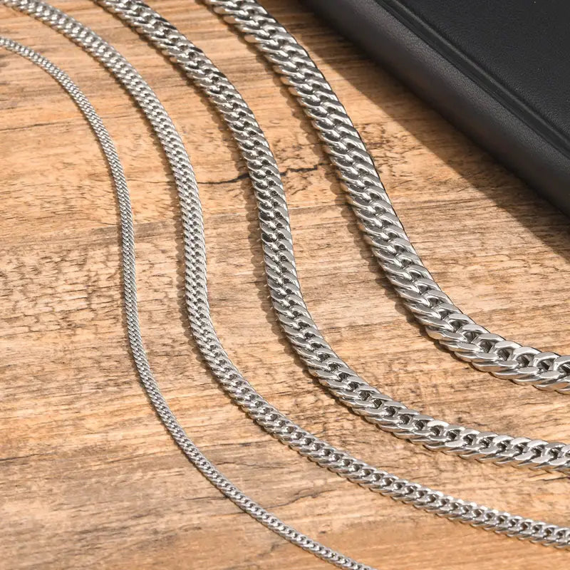 Stainless Steel Chain Necklace for Men Women - Adjustable Length & Colors