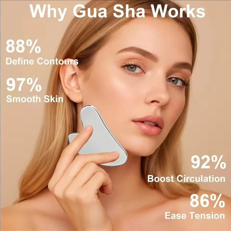 Ice Face Roller Gua Sha Set Stainless Steel Facial Massage Kit for Lymphatic Drainage