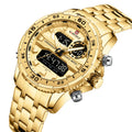 Men's Fashion Sport Waterproof Quartz Wrist Watch with Stainless Steel Strap