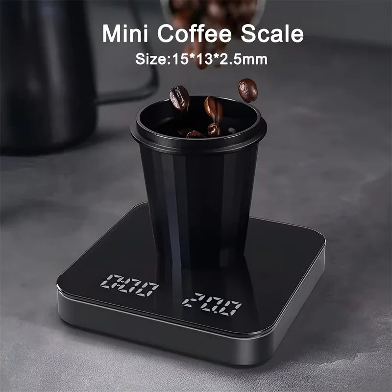 Digital Coffee Scale with Timer & LED Display - USB Rechargeable & Accurate 0.1g