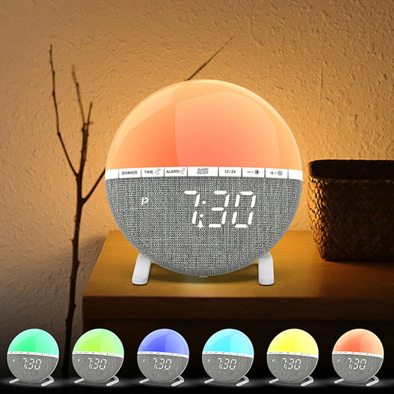 Sunrise Alarm Clock with Color Light and Natural Sounds - Wake Up Light for Bedroom & Living Room