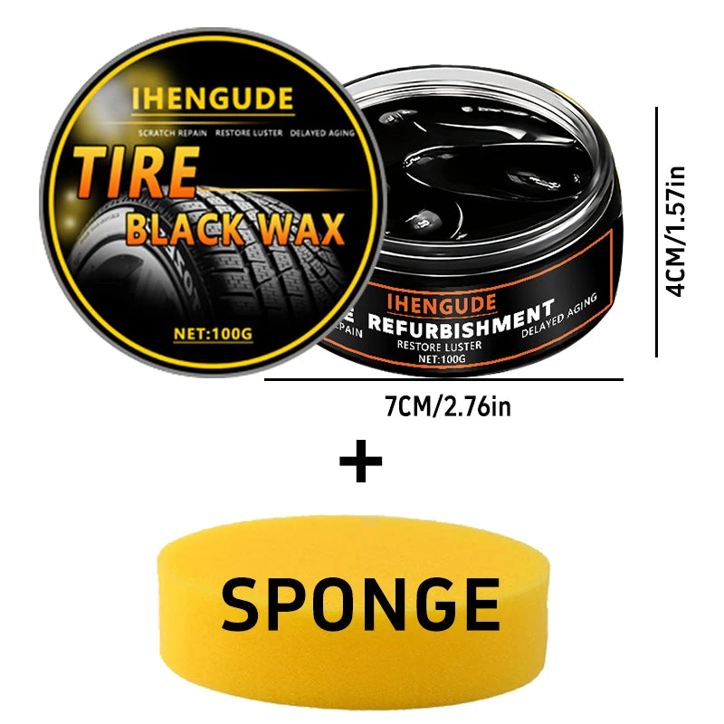 Black Tire Wax 100g - Long-Lasting Car Tire Shine & Protection