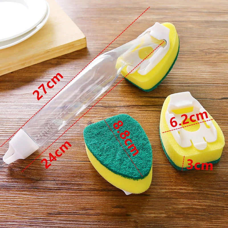 Dish Wand Soap Cleaning Brush Set with Replacement Sponges - Kitchen Sink Scrubber