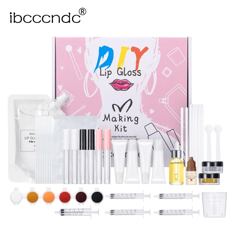 DIY Lip Gloss Making Kit with Glitter Pigments & Tools - Customizable Colors