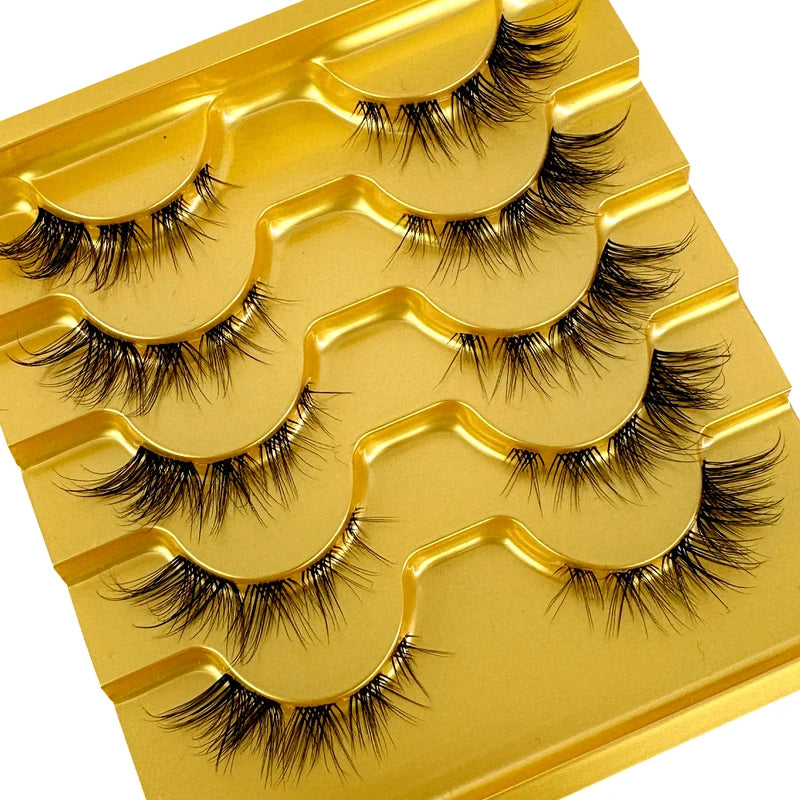 5 Pairs Mink Eyelashes False Lashes Natural Cross Cluster 3D Long Eye Makeup