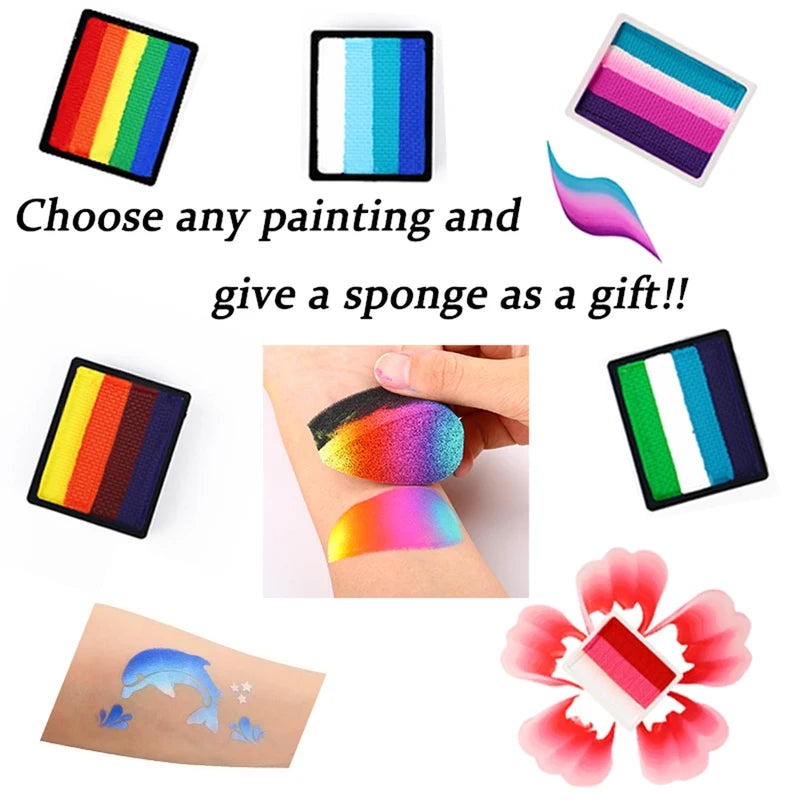 Neon Rainbow Water-Based Face & Body Paint Split Cakes - 10g Set