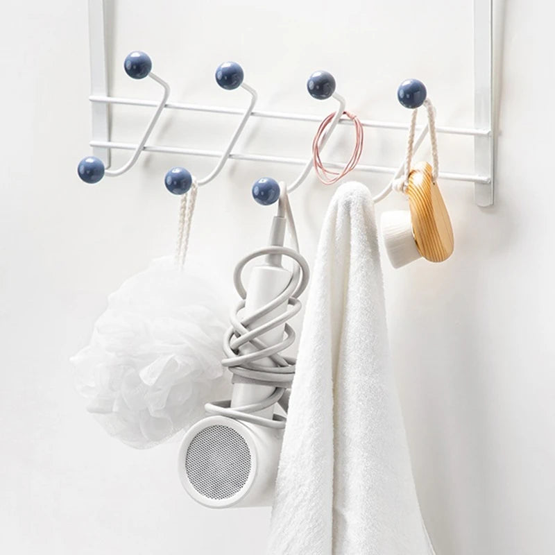 Over The Door 8 Hook Organizer Rack for Bathroom Bedroom Closet