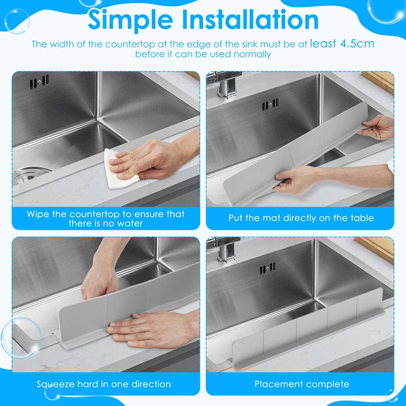 Silicone Sink Splash Guard with Non-Slip Suction - Kitchen Water Baffle Protector
