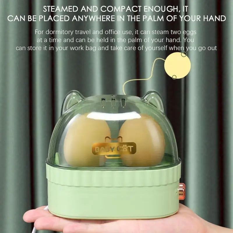 Electric Egg Cooker Steamer with Auto Power-Off, Cat Shape Food Steamer for Kitchen
