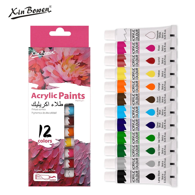 Acrylic Pigment Set 12 Colors for Art & Graffiti Painting - 9mL Wholesale