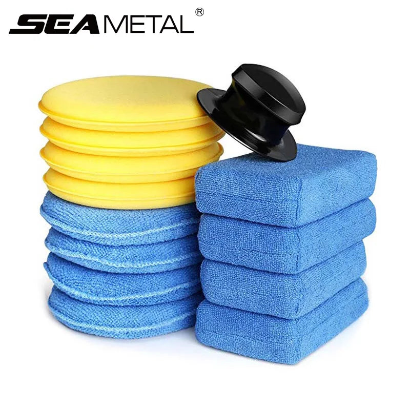 Car Polishing & Waxing Sponge Kit - Microfiber Detail Tool Set for Auto Interior & Exterior