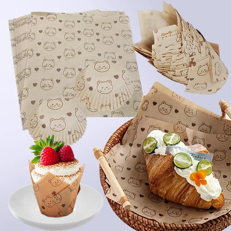 100Pcs Cake Paper Cups Liners for Baking Oil-Proof Sandwich Wrapping Holiday Supplies