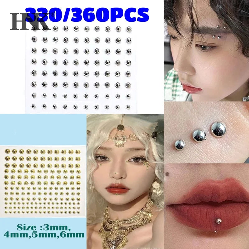 Fake Nose Lip Eyebrow Stickers Set - Reusable Body Jewelry for Teens