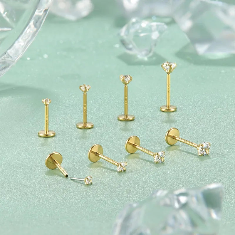 14K Gold Plated Nose Studs and CZ Nose Rings Set for Women Men - Hypoallergenic Piercing Jewelry