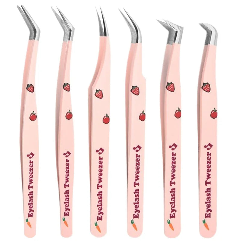 False Eyelash Tweezers Stainless Steel Anti-Static Curved Strip Makeup Tools