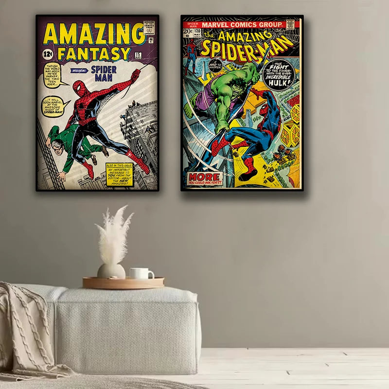 Anime Spider-Man Wall Art Poster for Kids Bedroom Home Decor Canvas Print