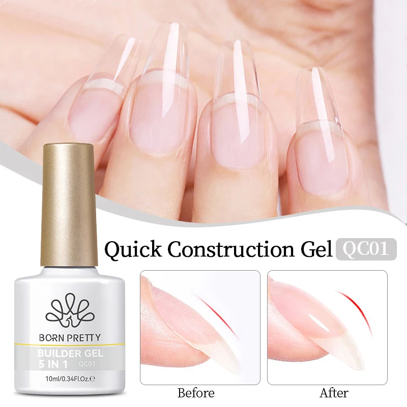 5-in-1 UV Gel Nail Extension Kit - Self-Levelling Soak Off Building Gel