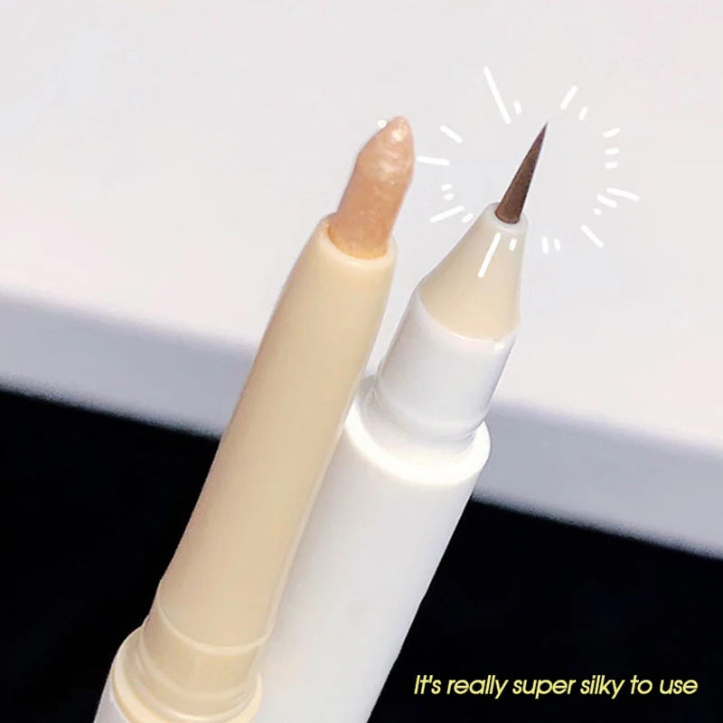 Double Head Silkworm Makeup Pen Set - Matte Pearlescent Brightening Shadow Outline Pen for Eyelids
