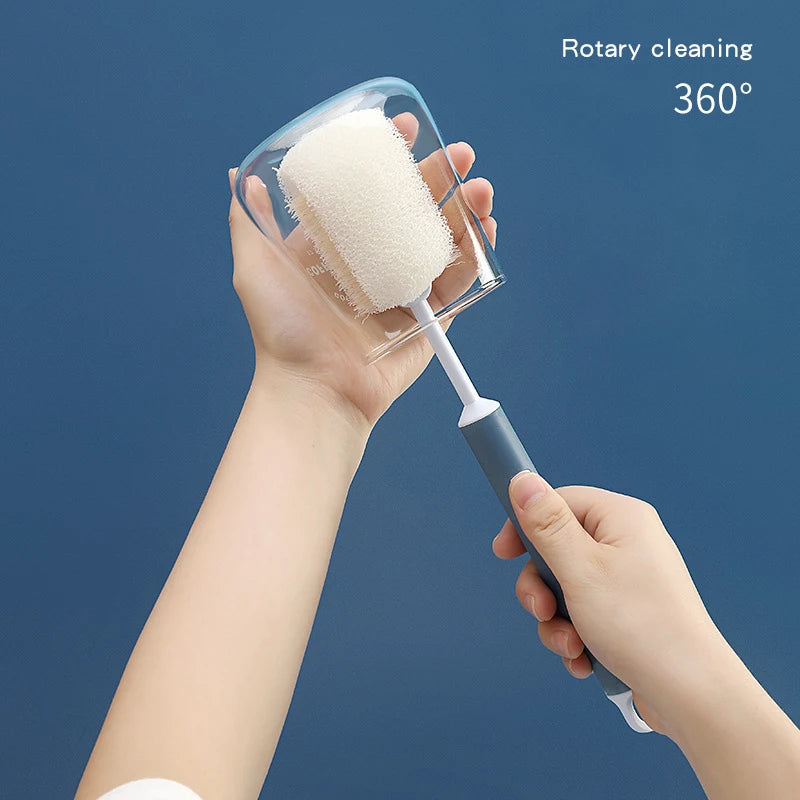 Removable Long Handle Sponge Bottle Brush for Glass and Stainless Steel Cleaning