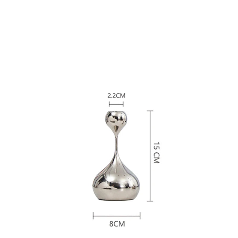 Metal Candle Holder Romantic Table Decor for Home & Wedding - Silver, Gold, White, Blue Variants