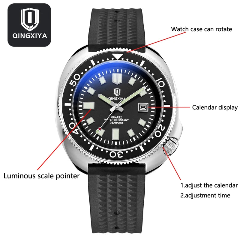 Men's Waterproof Quartz Sport Watch with Date - Luxury Business & Casual Timepiece