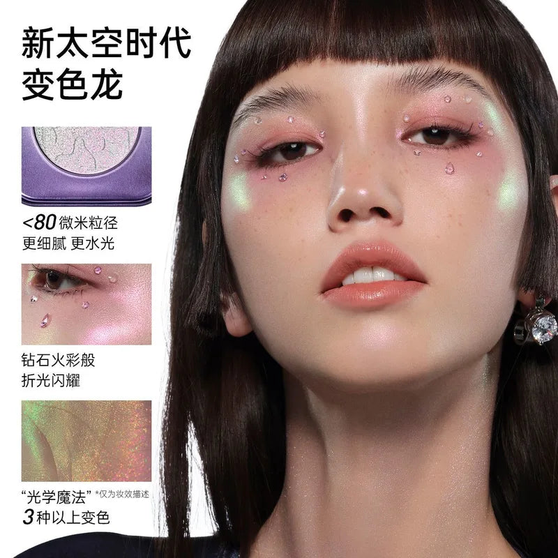 Kaleidos Space Age Prophecy Highlighter Palette Chrome Glitter Face Makeup & Diamond Powder