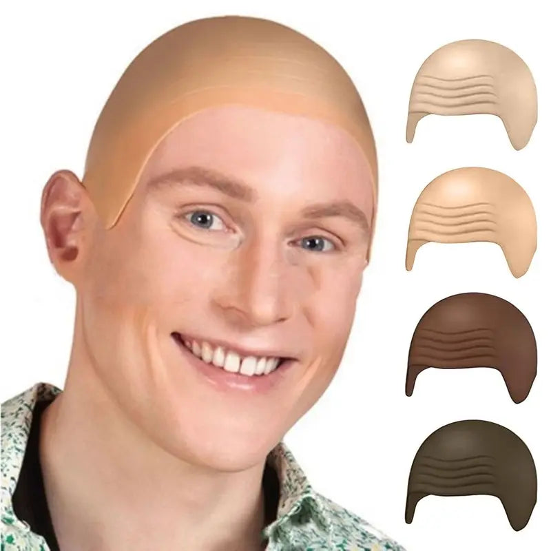Cosplay Bald Cap - Latex Material for Stage & Costume Use, Black Blue Beige Brown