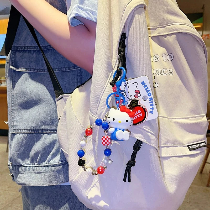 Kawaii Hello Kitty Doll Keychain Cartoon PVC Car Pendant Backpack Accessory