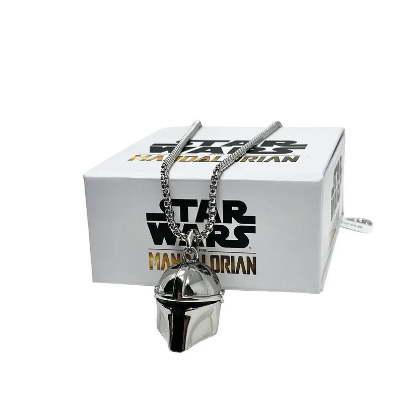Star Wars Mandalorian Helmet Necklace - Collectible Movie Fan Jewelry