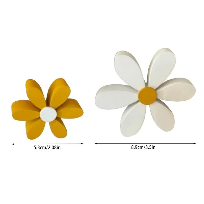 Wooden 3D Daisy Flower Decorations Set for Nursery & Home Decor