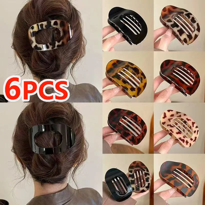 Trendy Flat Hair Clips for Women French Korean Style Hair Accessories Leopard Hair Claw Clip
