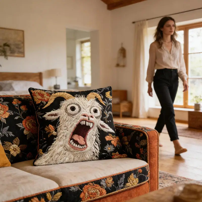 Screaming Goat Pillow Cover 45x45cm Soft Plush Decorative Throw Pillow Case for Sofa