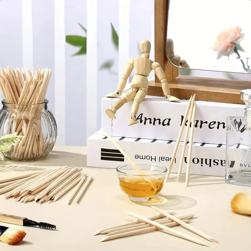 100pcs Wooden Wax Applicator Sticks for Hair Removal - Mini Size, Unscented