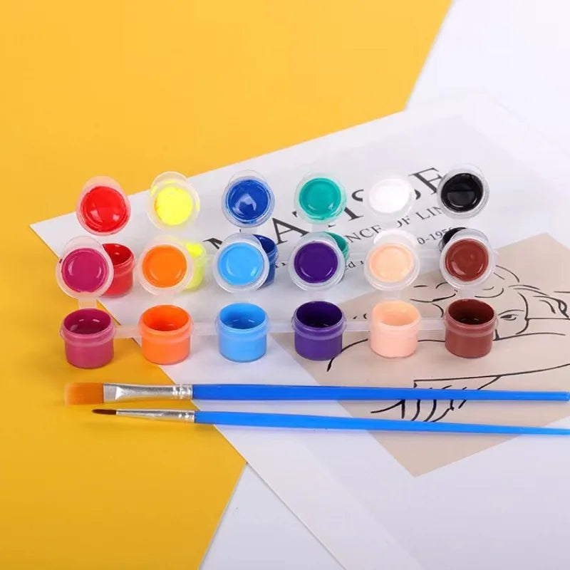 Art Paintbrush Set 12/24 Pcs | Round & Flat Hair Nylon Brushes for Oil, Watercolor & Acrylic Painting