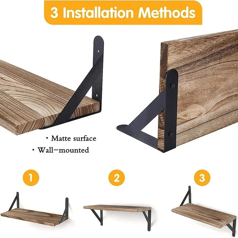 Wooden Wall Mounted Floating Shelves for Bathroom Kitchen Living Room Storage