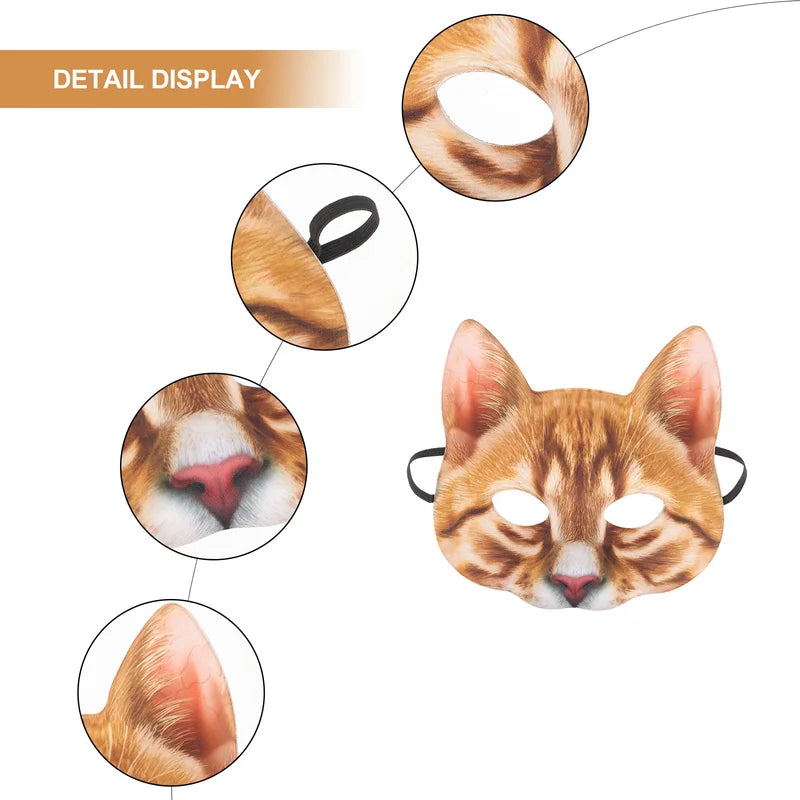 Cat Mask Halloween Headband with Veil Costume Masquerade Cosplay Face Accessory