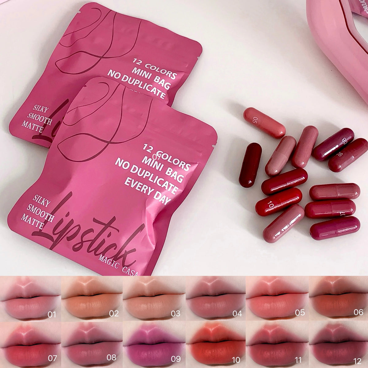 12-Color Matte Lip Balm Set - Long-Lasting Non-Fading Lip Color for Women