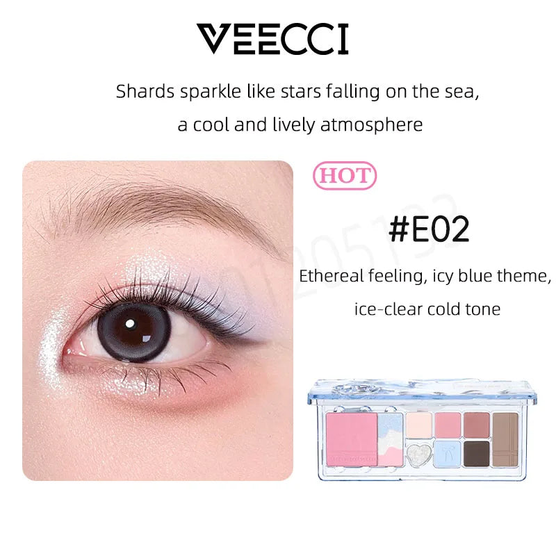 Highlighter Eyeshadow Palette 11-Color Waterproof Glitter & Matte Makeup