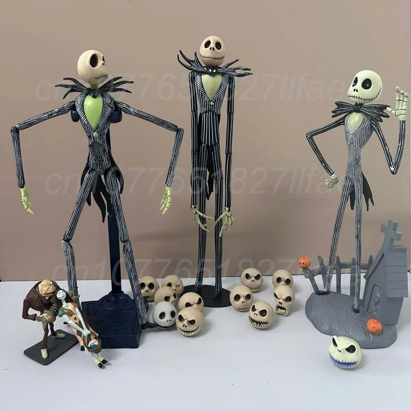 Nightmare Before Christmas Jack Skellington Action Figure with 12 Face Variants - Collectible Model Toy, Christmas Gift