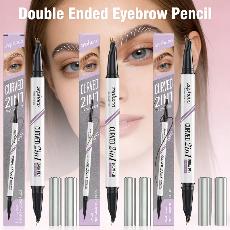 Waterproof Double Ended Eyebrow Pencil Set - 4 Colors, Smudge-Proof Eyeb Makeup Tool