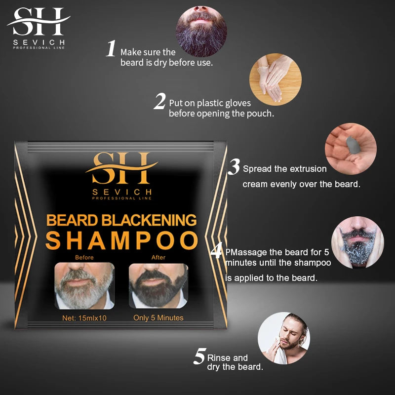 Black Beard Dye Cream - Natural, Fast Permanent Gray Hair Cover, Men’s Beard Coloring