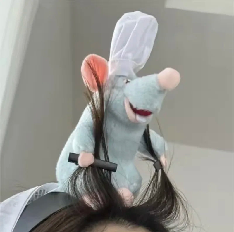 Cute Cartoon Ratatouille Plush Headband with Wide Brim Hair Clip for Kids & Women