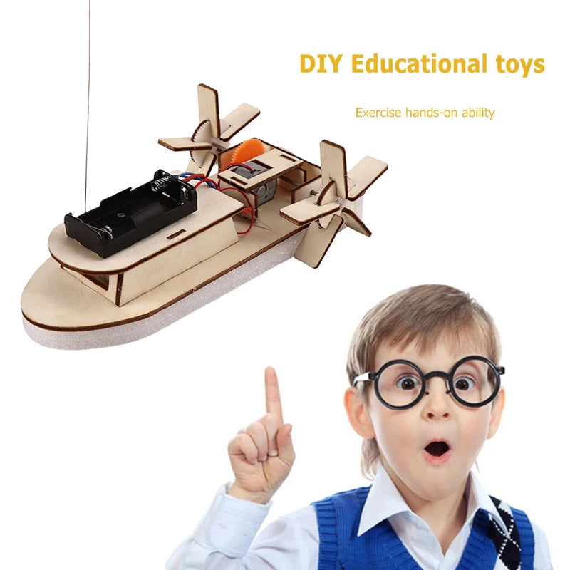 Educational DIY Wooden Boat Model Kit for Kids STEM Science Experiments